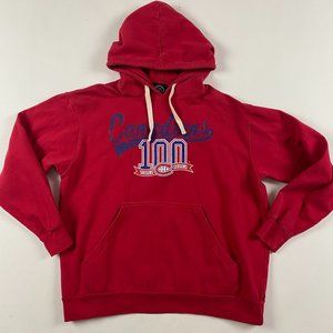 Montreal Canadiens 100th Season Anniversary Hoodie Mens Large NHL Hockey Red